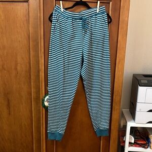 LuLaRoe Teal and White Striped Kids Joggers